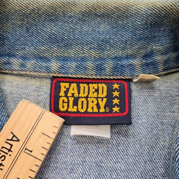 Faded Glory Denim Jacket Womens Large Blue Button Up Vintage Western Cowboy - Picture 7 of 12